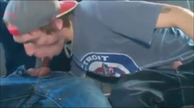 Interracial Bareback Fuck in a Car with a Cute Boy