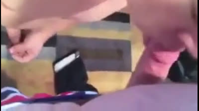 Big-cock amateur gets a blowjob from his buddy and cums hard