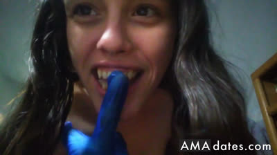 Thick PAWG Squirts with Blue Latex Gloves - Solo Webcam Orgasm