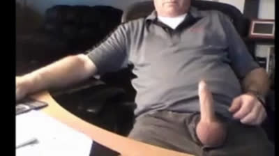 Daddy shows off his big cock on webcam
