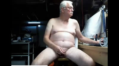 Mature Nudist Daddy Strokes His Uncut Cock