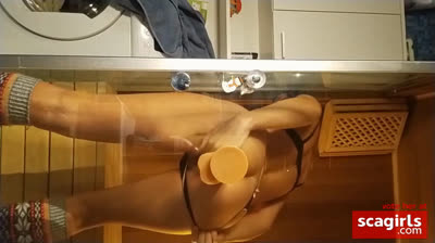 Public Spa Dildo Masturbation - Risky Solo Female Orgasm