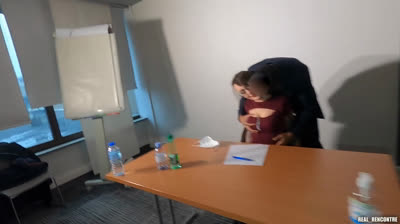 A Young French girl gets fucked in her office by 2 strangers