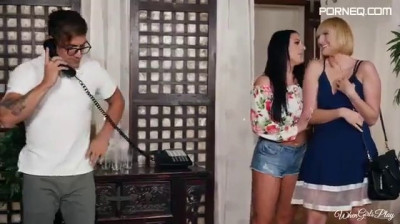 Angela massages her girlfriend