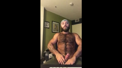 Hairy Lumberjack Masturbates, Showing Off His Cock