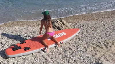 Nude Beach Yoga - Wild Solo Babe Bares All