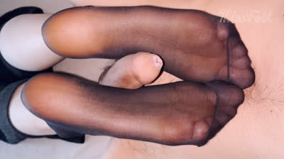 MiasFeet - POV Nylon Footjob, Solejob, Sockjob German Amateur 18+ Teen Cumshot on Soles 2025