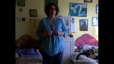 Chubby Brunette Babe Strips and Humps on Webcam