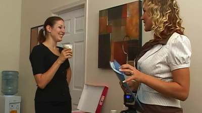 Horny blonde office worker Nikki Sexx rides the cock