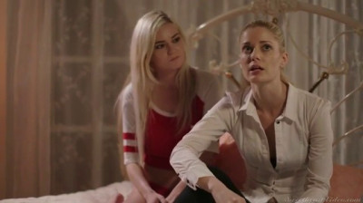 Two schoolgirls make each other happy in bed