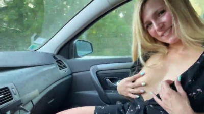 Sexy French blonde sucking in the car and on the street