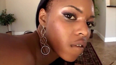 An ebony beauty gets double penetration from two white dicks
