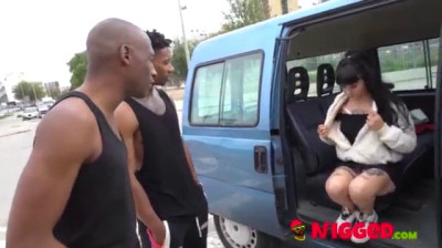 Empieza aterrada y termina gozando con dos pollones negros