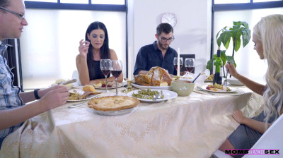 Son and his girlfriend taste his mother's hot pie