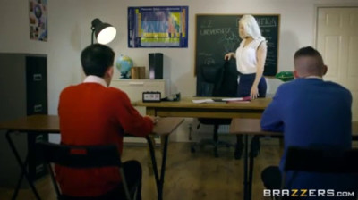 The blonde teacher messed with her two students