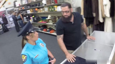 Sexy latina police officer wants to hock her gun