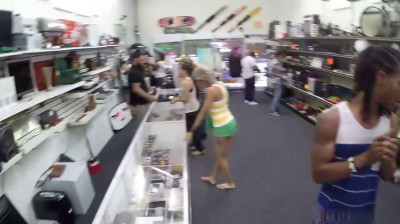 Watching his girlfriend get fucked in the pawnshop