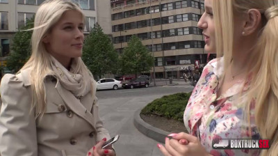 A lesbian massage in the middle of the street