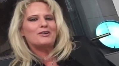 Big tit blonde MILF fills her mouth