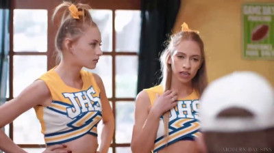 Horny young cheerleaders fuck the coach