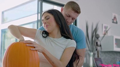 Friends having a threesome on Halloween