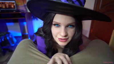 Homemade Halloween with cute amateur witch