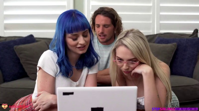 Doing homework with her friend's stepbrother