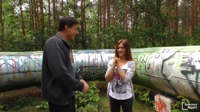 Cute German teen caught in the woods
