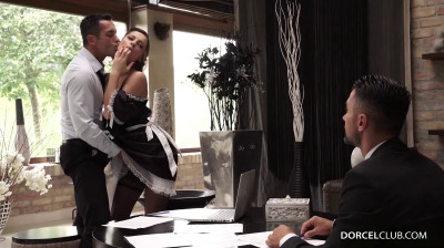French maid fucked by three men