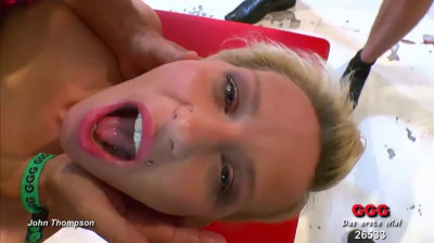 German skinny blonde in a gangbang