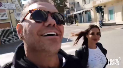 Italian woman sucks two cocks in public