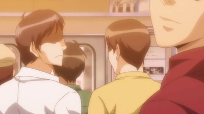 Five curvy schoolgirls have a public groupsex on an anime train - Hentai City