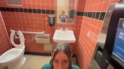 Latin couple fucking in a public bathroom