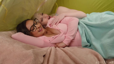 Hot MILF watches a busty latina and her t-girl friend