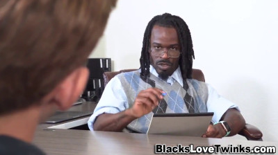 A sexy blond between two black dicks