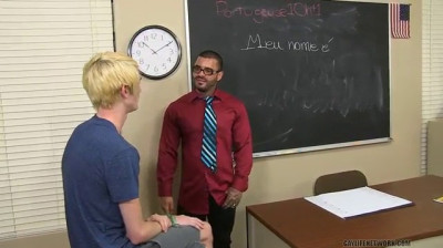 Teacher nibbles student