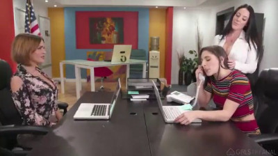 Boss fucks her two employees
