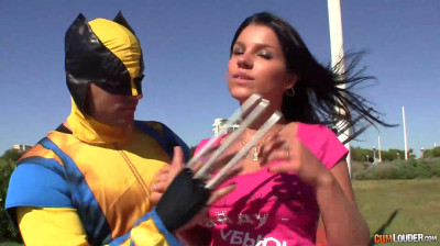 brunette bitch Angel Rivas gives head and rides dick