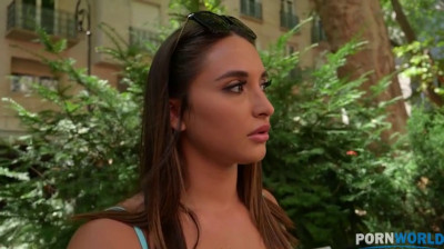Italian girl cums with two cocks in her mouth