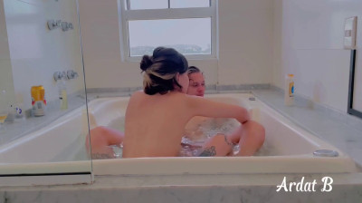 Taking advantage of the jacuzzi at the hotel